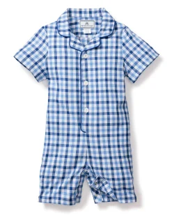Petite Plume Baby's Twill Summer Romper in Light Blue Gingham