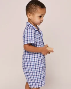 Petite Plume Baby's Twill Summer Romper in Light Blue Gingham