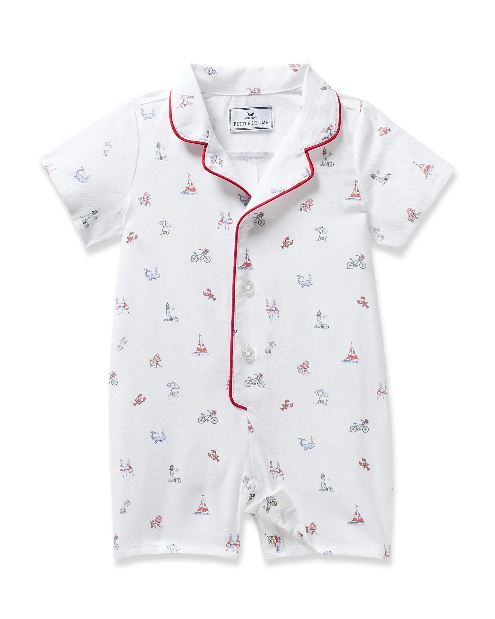 Petite Plume Baby's Twill Summer Romper in Anchors Away