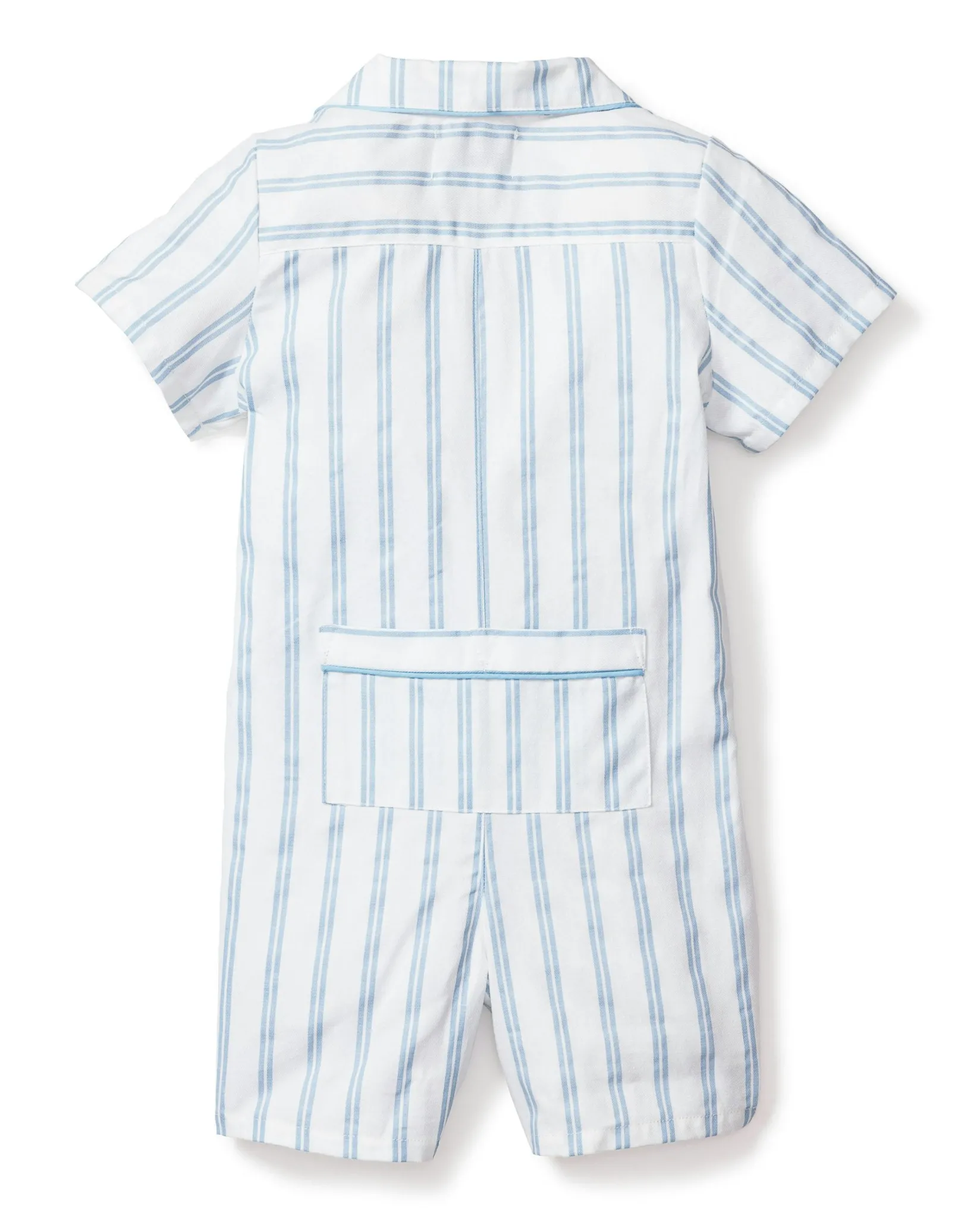 Petite Plume Baby's Twill Summer Romper in Periwinkle and White Stripe