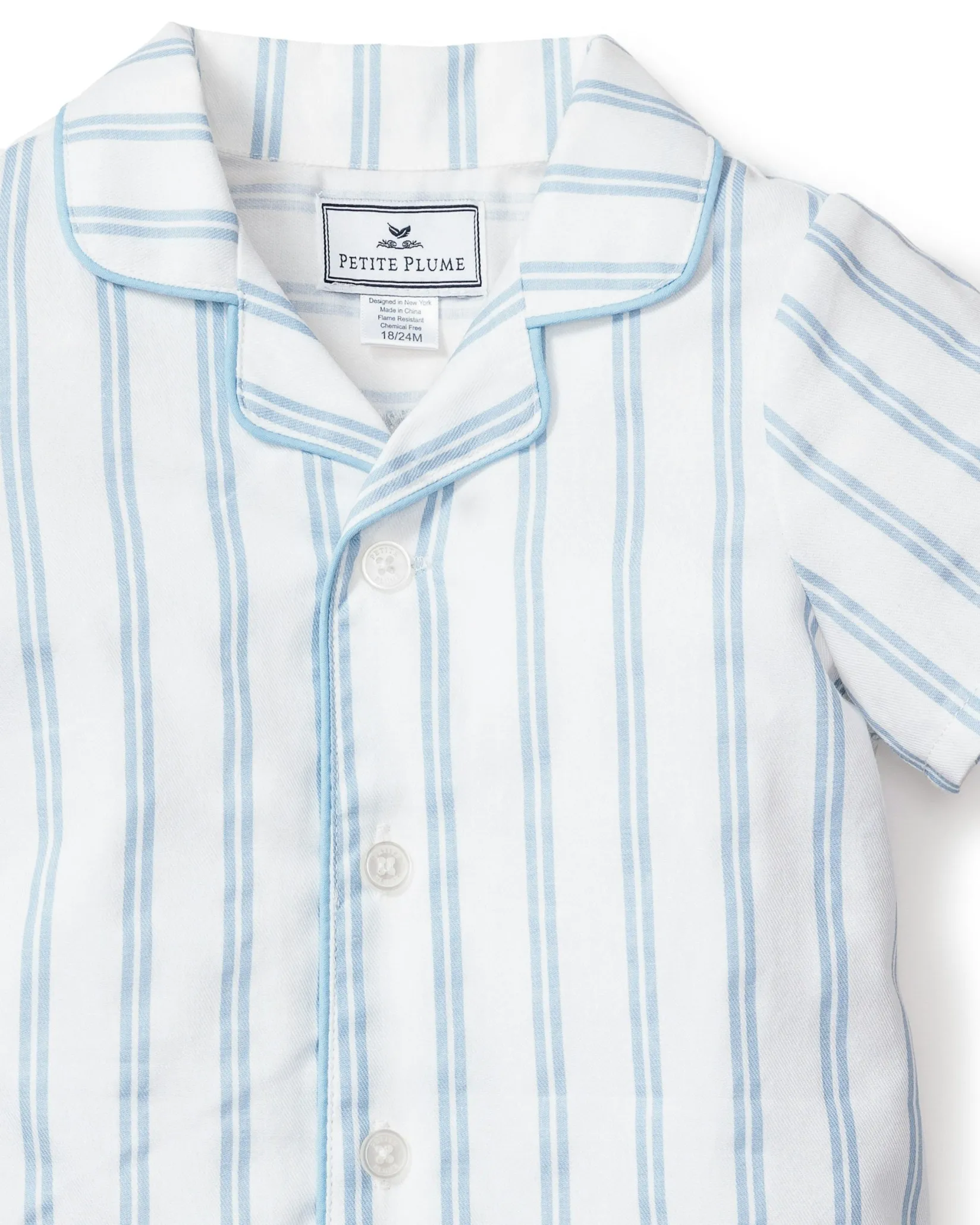 Petite Plume Baby's Twill Summer Romper in Periwinkle and White Stripe
