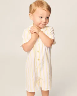Petite Plume Baby's Twill Summer Romper in Periwinkle and White Stripe