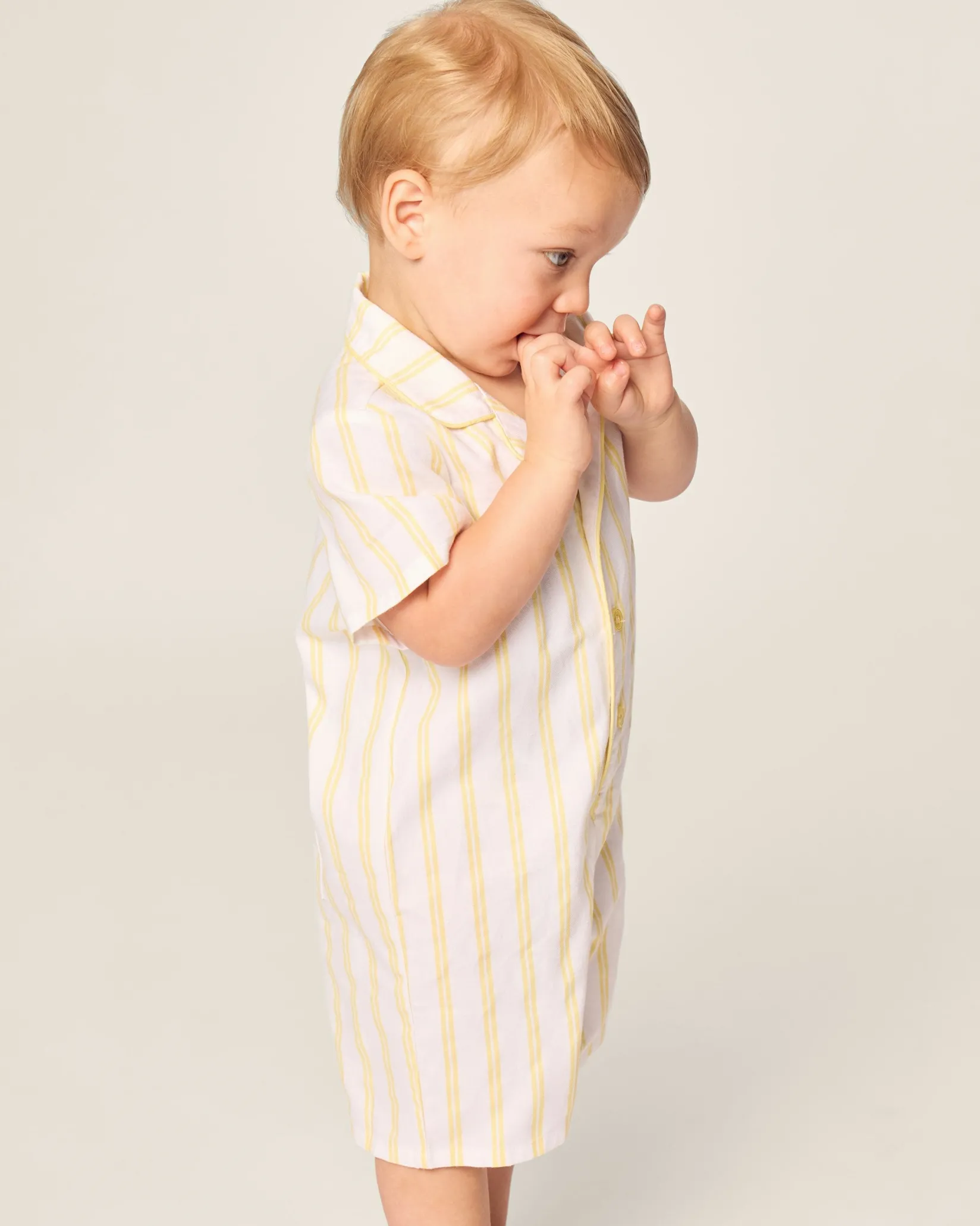 Petite Plume Baby's Twill Summer Romper in Periwinkle and White Stripe