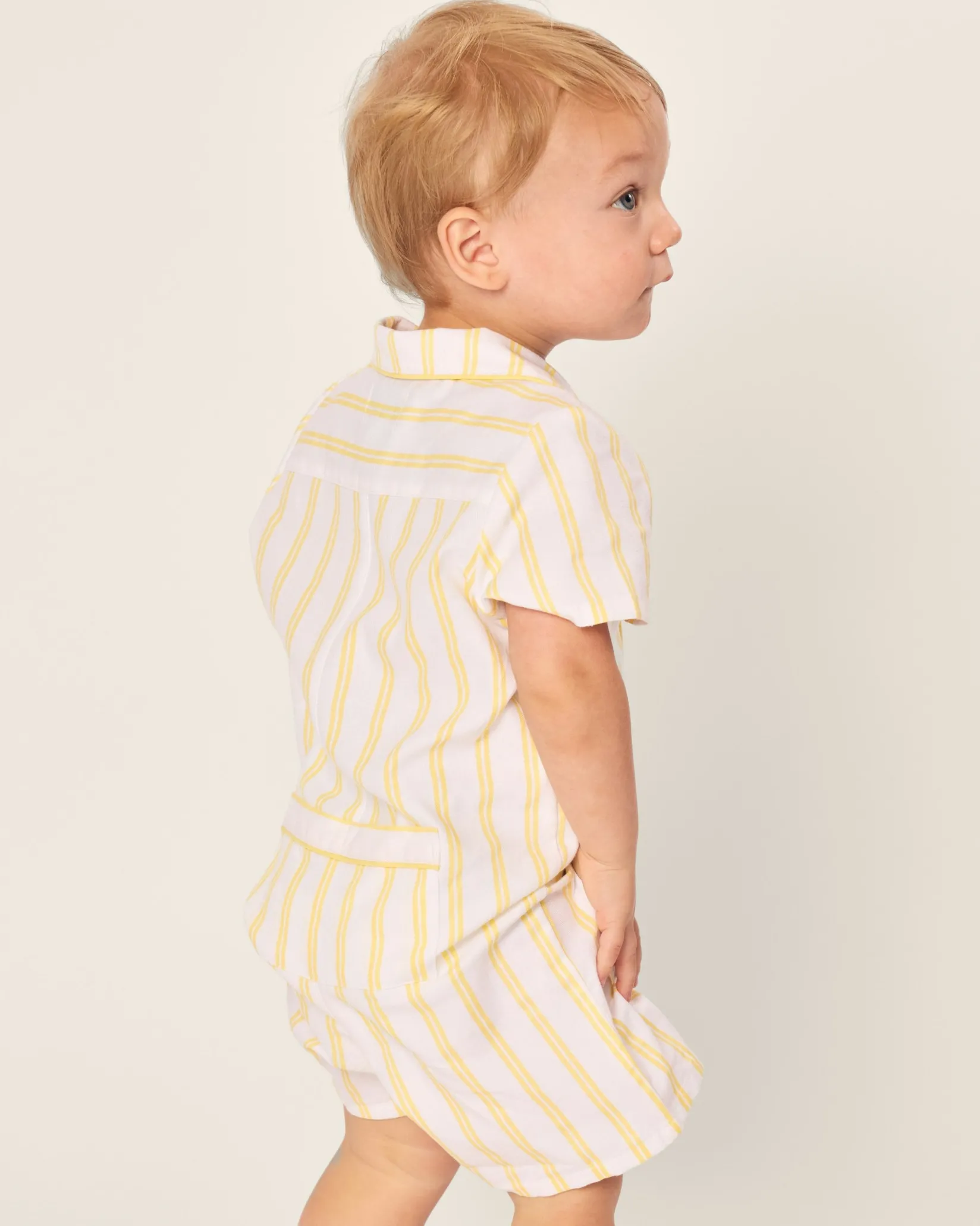 Petite Plume Baby's Twill Summer Romper in Periwinkle and White Stripe