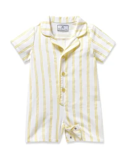 Petite Plume Baby's Twill Summer Romper in Sunny Stripe