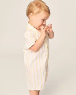 Petite Plume Baby's Twill Summer Romper in Sunny Stripe