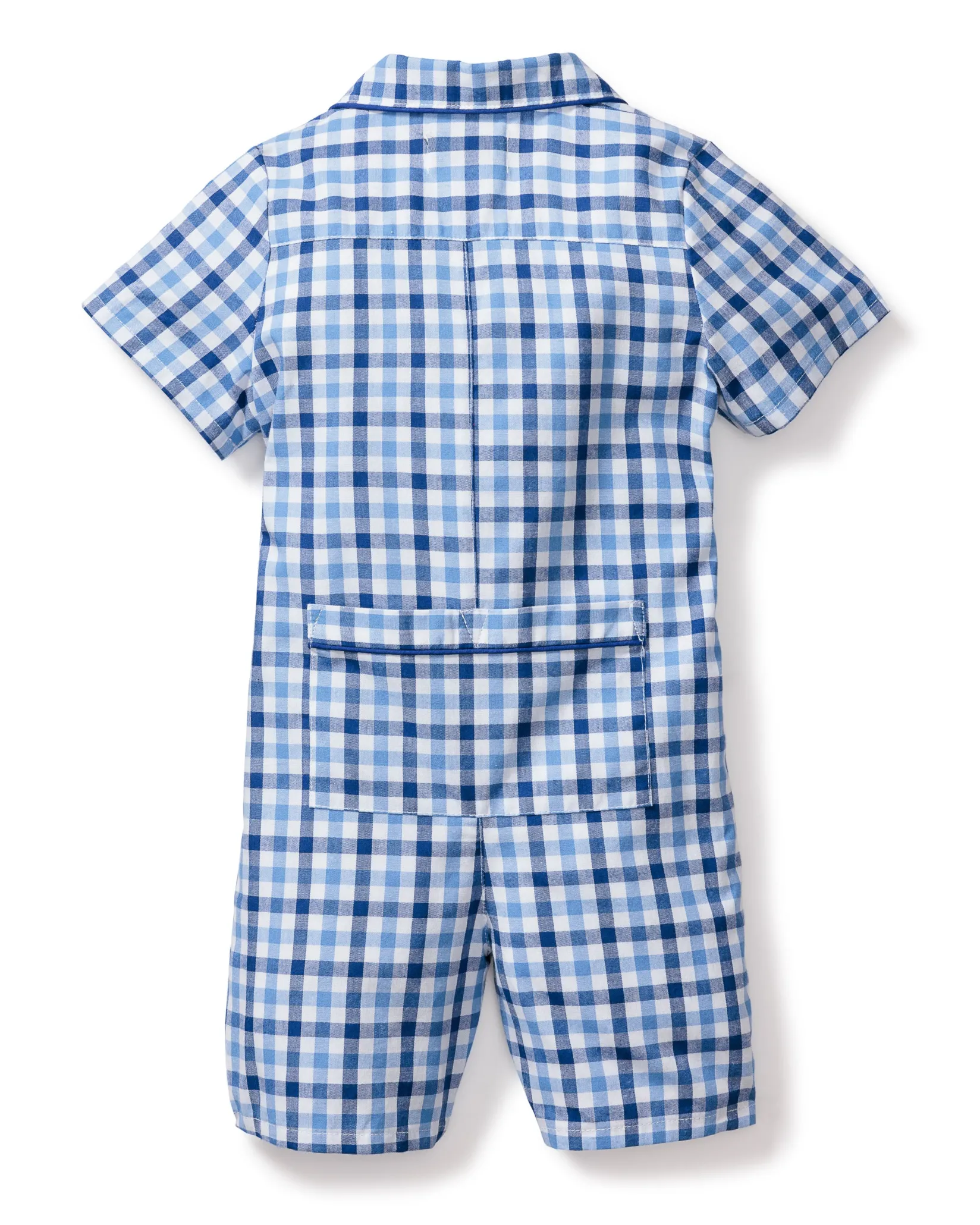 Petite Plume Baby's Twill Summer Romper in Royal Blue Gingham