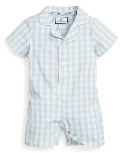 Petite Plume Baby's Twill Summer Romper in Royal Blue Gingham