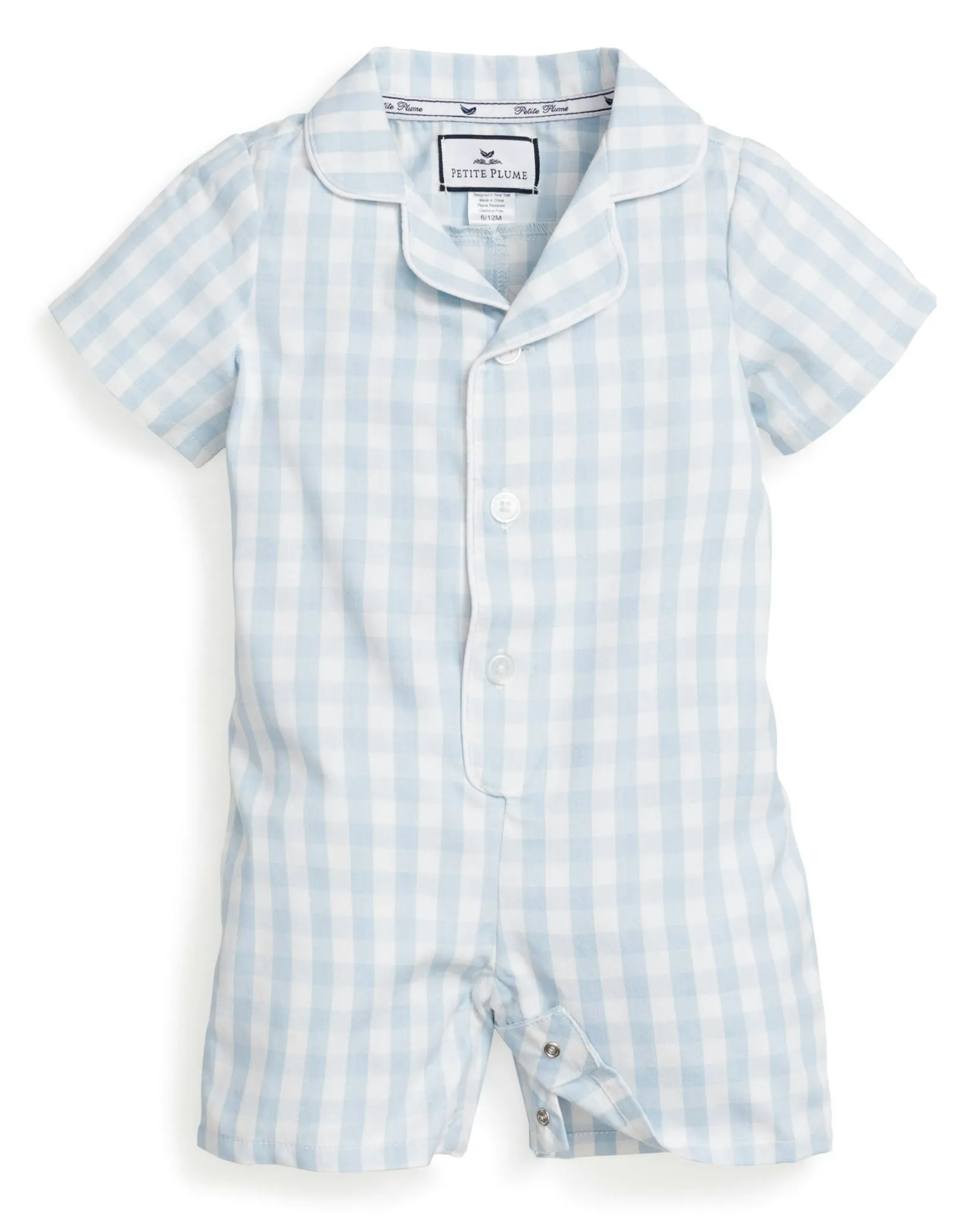 Petite Plume Baby's Twill Summer Romper in Royal Blue Gingham