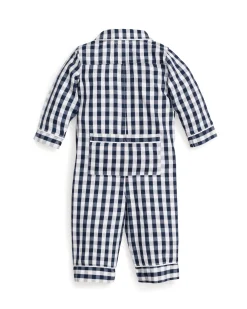 Petite Plume Baby's Twill Winter Romper in Navy Gingham