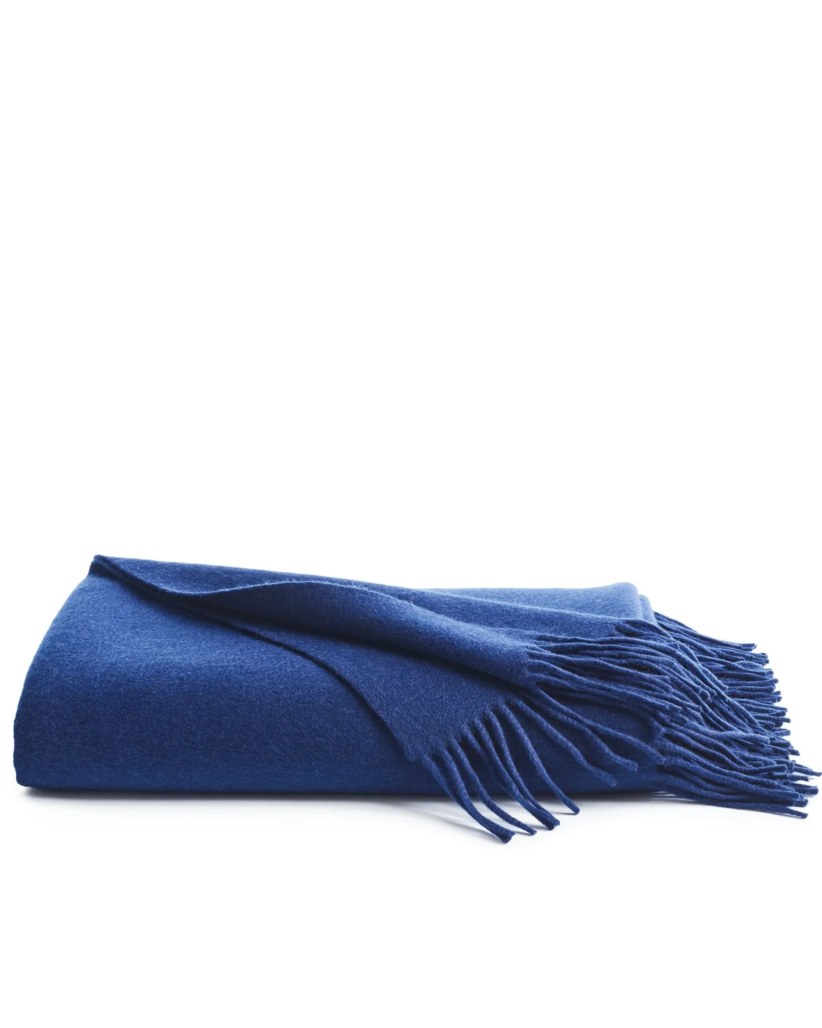 Petite Plume Cashmere Fringe Throw in Navy