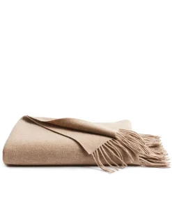 Petite Plume Cashmere Fringe Throw in Navy