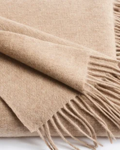 Petite Plume Cashmere Fringe Throw in Navy
