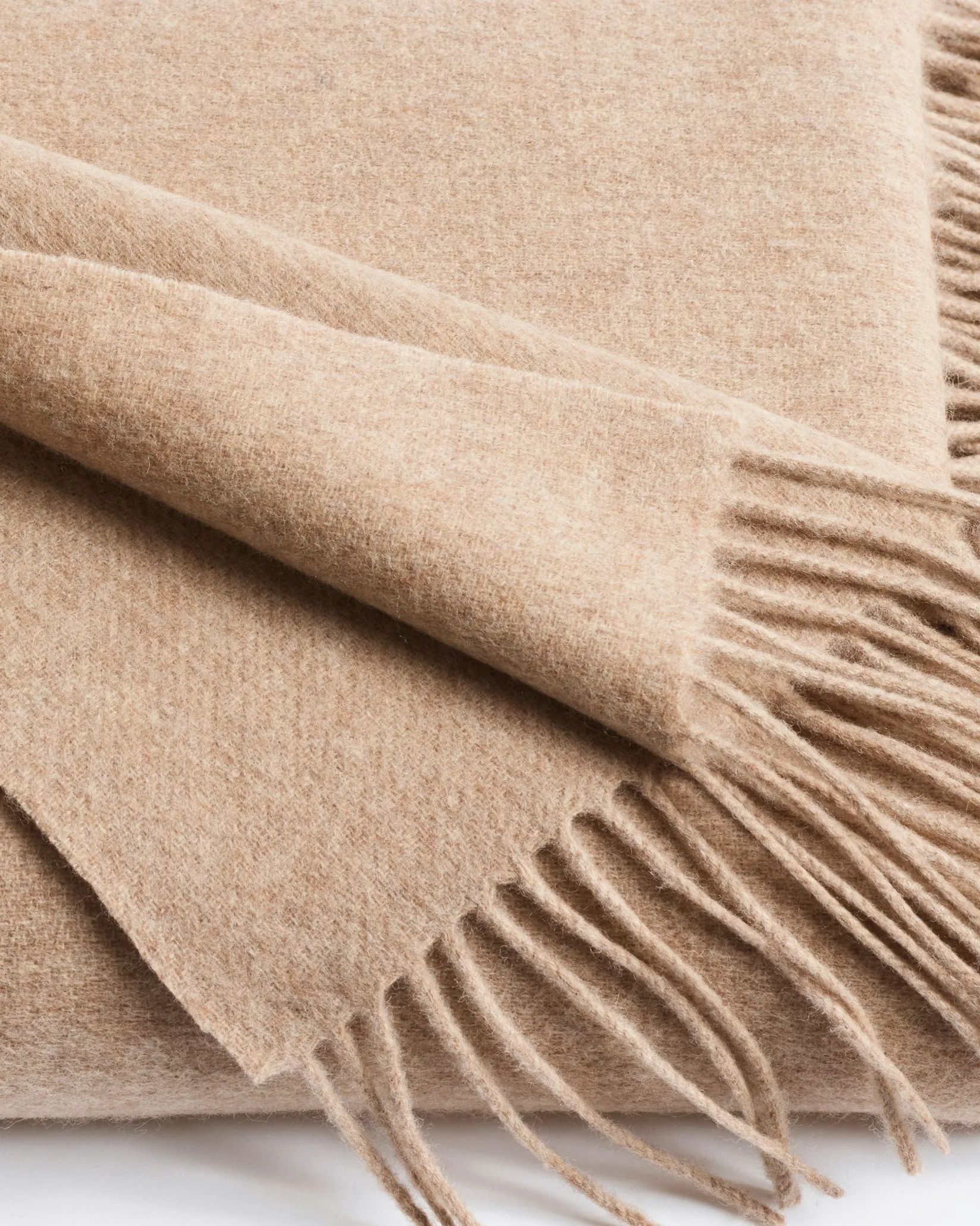 Petite Plume Cashmere Fringe Throw in Beige