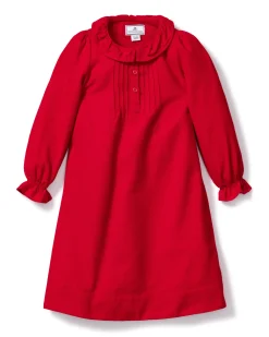 Kids Petite Plume Girl's Flannel Victoria Nightgown in Red