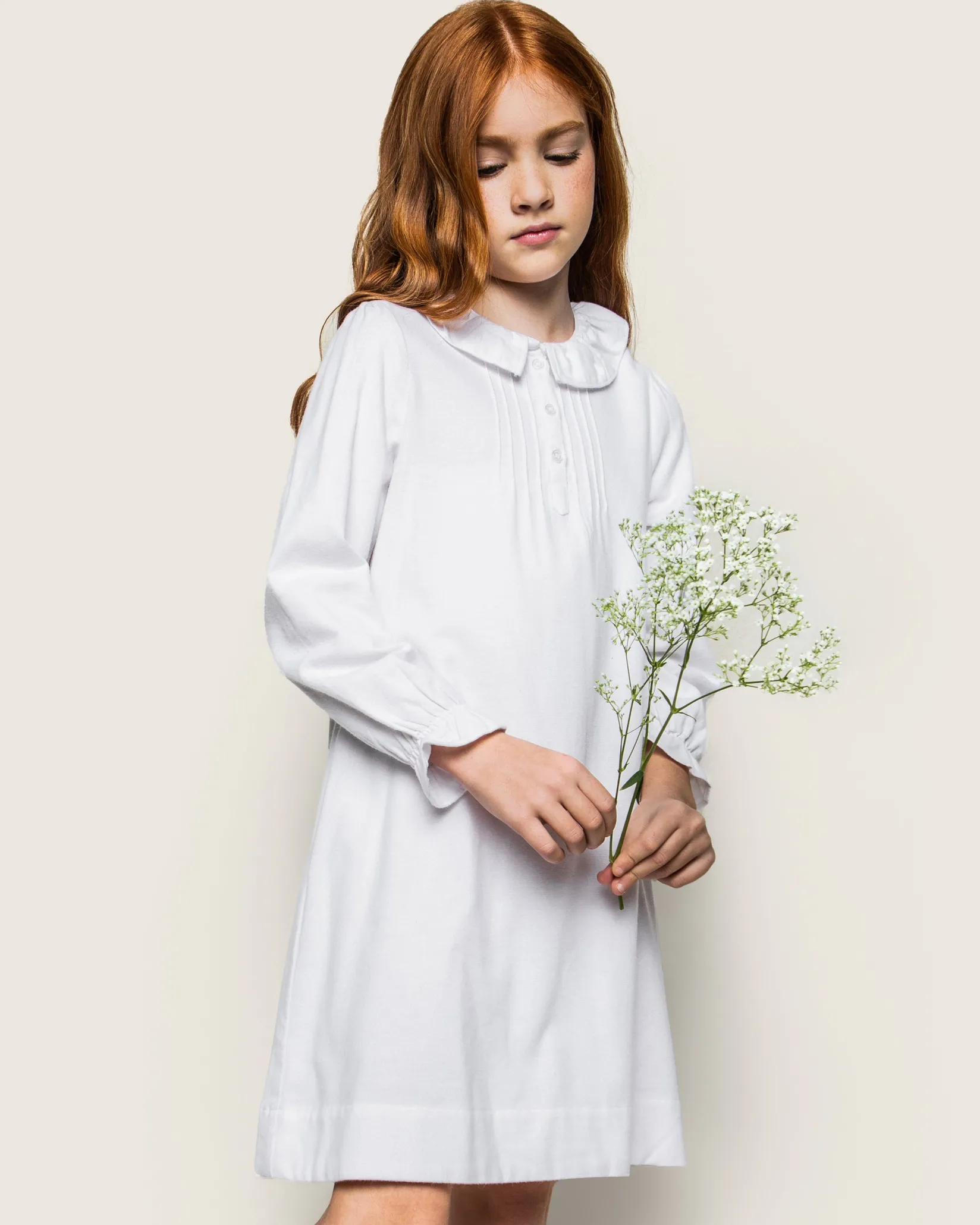 Kids Petite Plume Girl's Flannel Victoria Nightgown in White