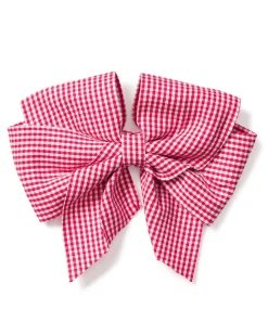 Kids Petite Plume Girl's Hair Bows in Red Mini Gingham