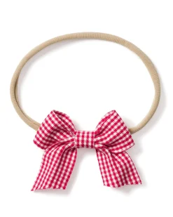 Kids Petite Plume Girl's Hair Bows in Red Mini Gingham