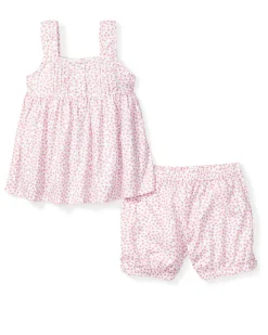Kids Petite Plume Girl's Twill Charlotte Short Set in Sweethearts