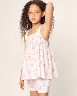 Kids Petite Plume Girl's Twill Charlotte Short Set in Seashell Splendor