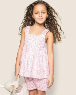 Kids Petite Plume Girl's Twill Charlotte Short Set in Seashell Splendor