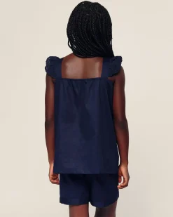 Kids Petite Plume Girl's Twill Clara Short Set in Navy