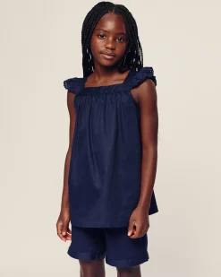 Kids Petite Plume Girl's Twill Clara Short Set in White