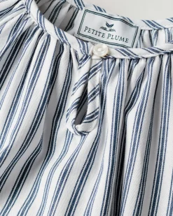 Kids Petite Plume Girl's Twill Delphine Nightgown in Navy French Ticking