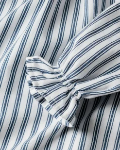Kids Petite Plume Girl's Twill Delphine Nightgown in Navy French Ticking