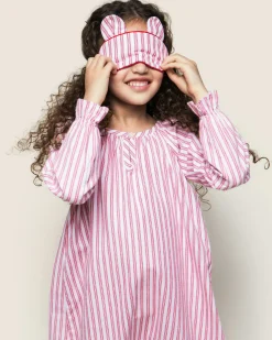 Kids Petite Plume Girl's Twill Delphine Nightgown in Navy French Ticking