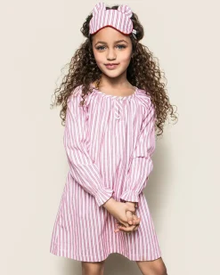 Kids Petite Plume Girl's Twill Delphine Nightgown in Antique Red Ticking