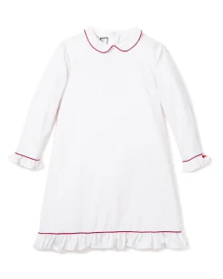 Kids Petite Plume Girl's Twill Sophia Nightgown in White with Red Piping