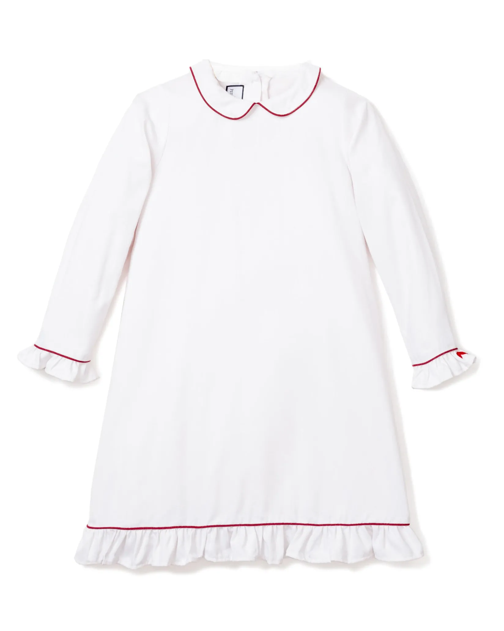 Kids Petite Plume Girl's Twill Sophia Nightgown in White with Red Piping