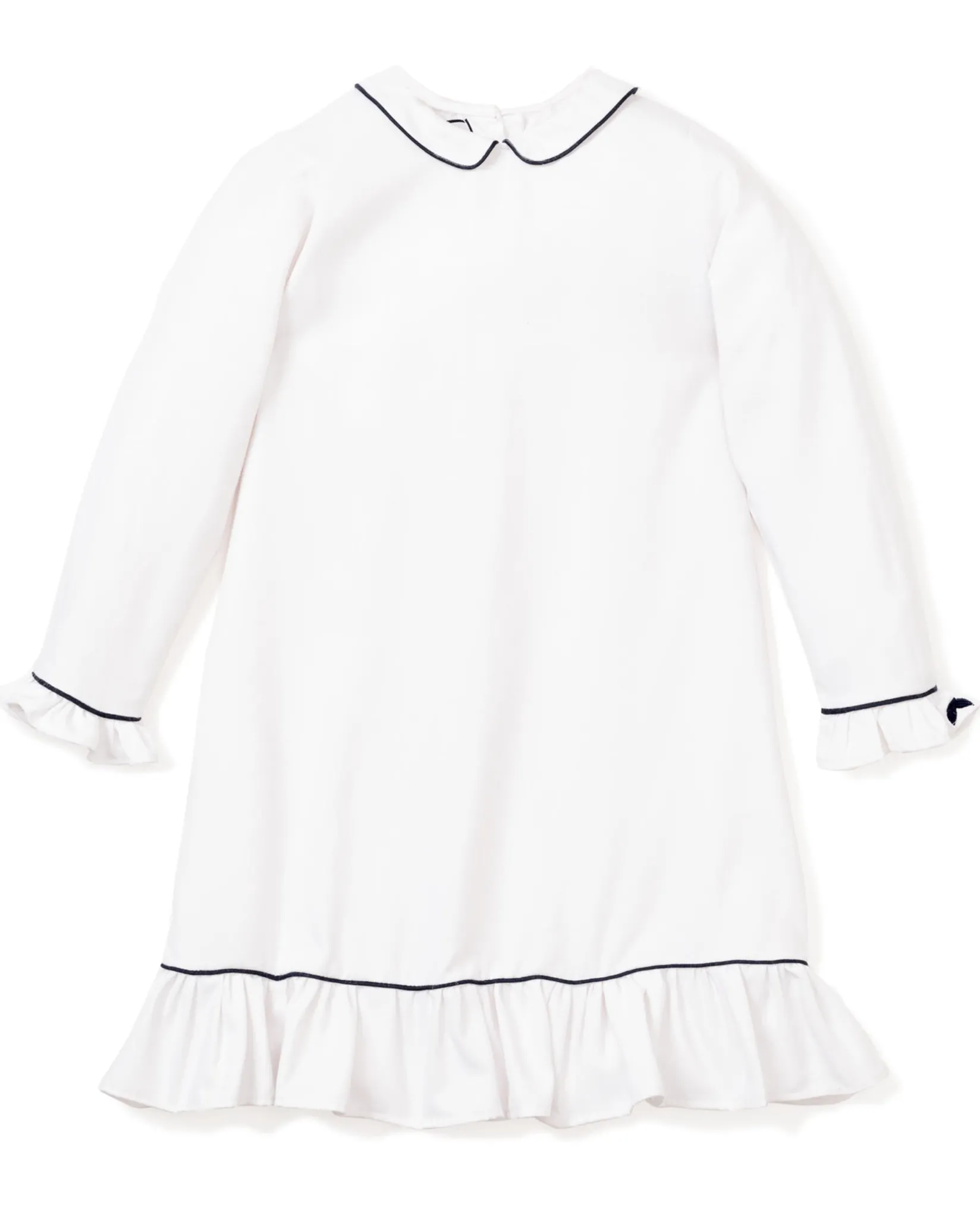 Kids Petite Plume Girl's Twill Sophia Nightgown in White with Navy Piping