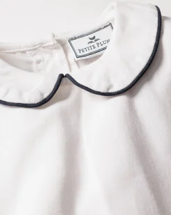 Kids Petite Plume Girl's Twill Sophia Nightgown in White with Navy Piping