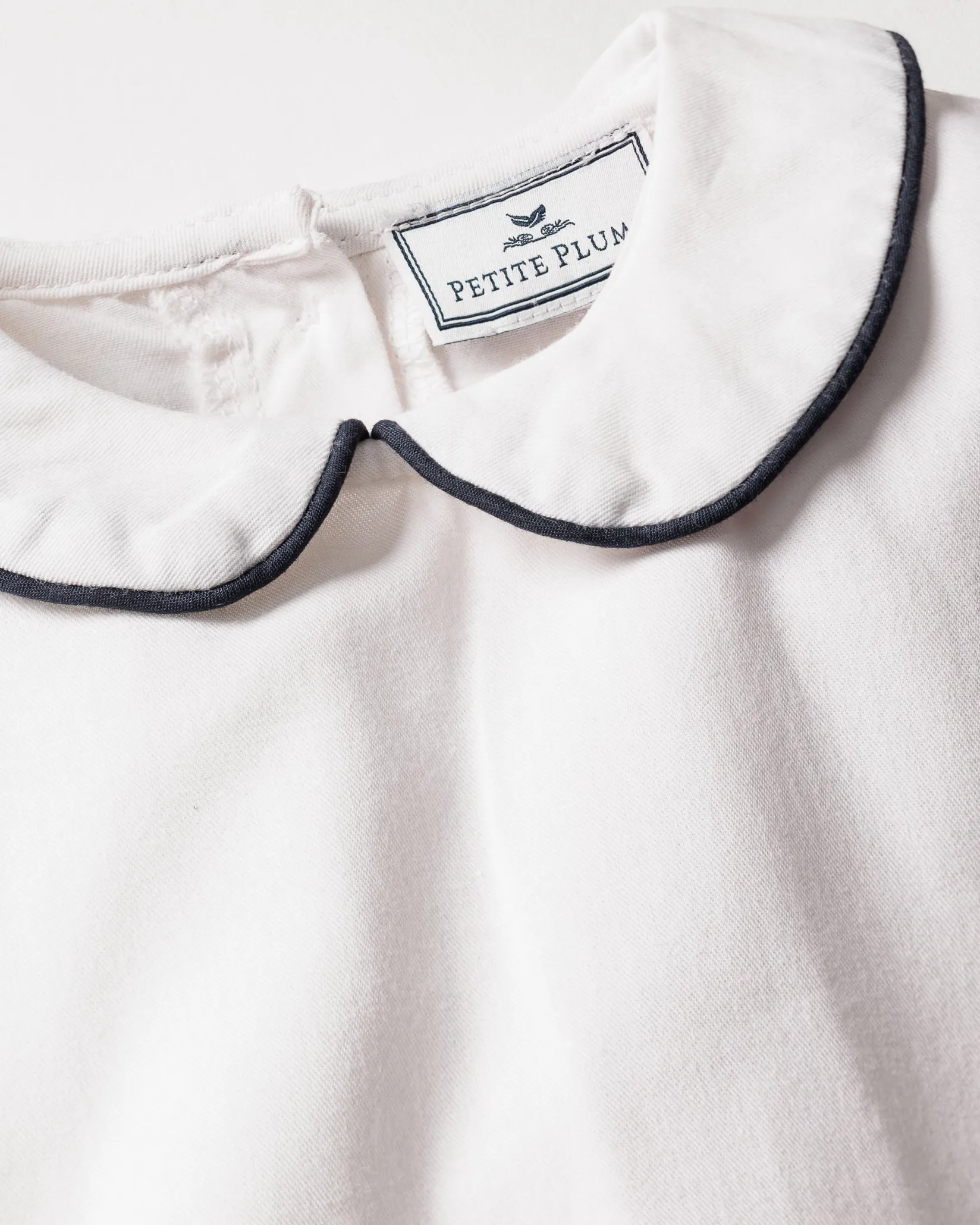 Kids Petite Plume Girl's Twill Sophia Nightgown in White with Navy Piping