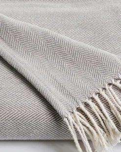 Petite Plume Herringbone Throw in Beige