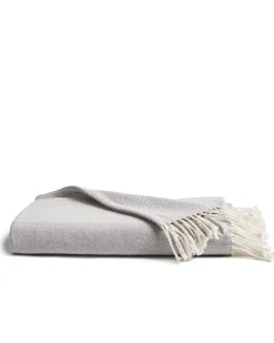 Petite Plume Herringbone Throw in Light Heather Grey
