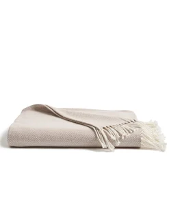 Petite Plume Herringbone Throw in Light Heather Grey