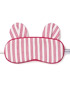Kids Petite Plume Kid's Bear-y Sleep Mask in Antique Red Ticking
