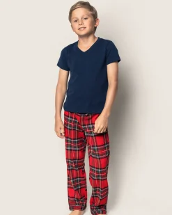Kids Petite Plume Kid's Brushed Cotton Pajama Pants in Imperial Tartan