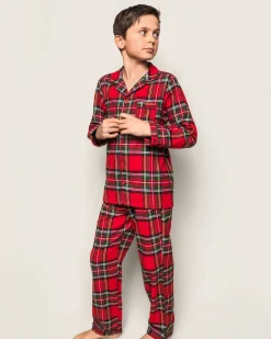 Kids Petite Plume Kid's Brushed Cotton Pajama Set in Imperial Tartan