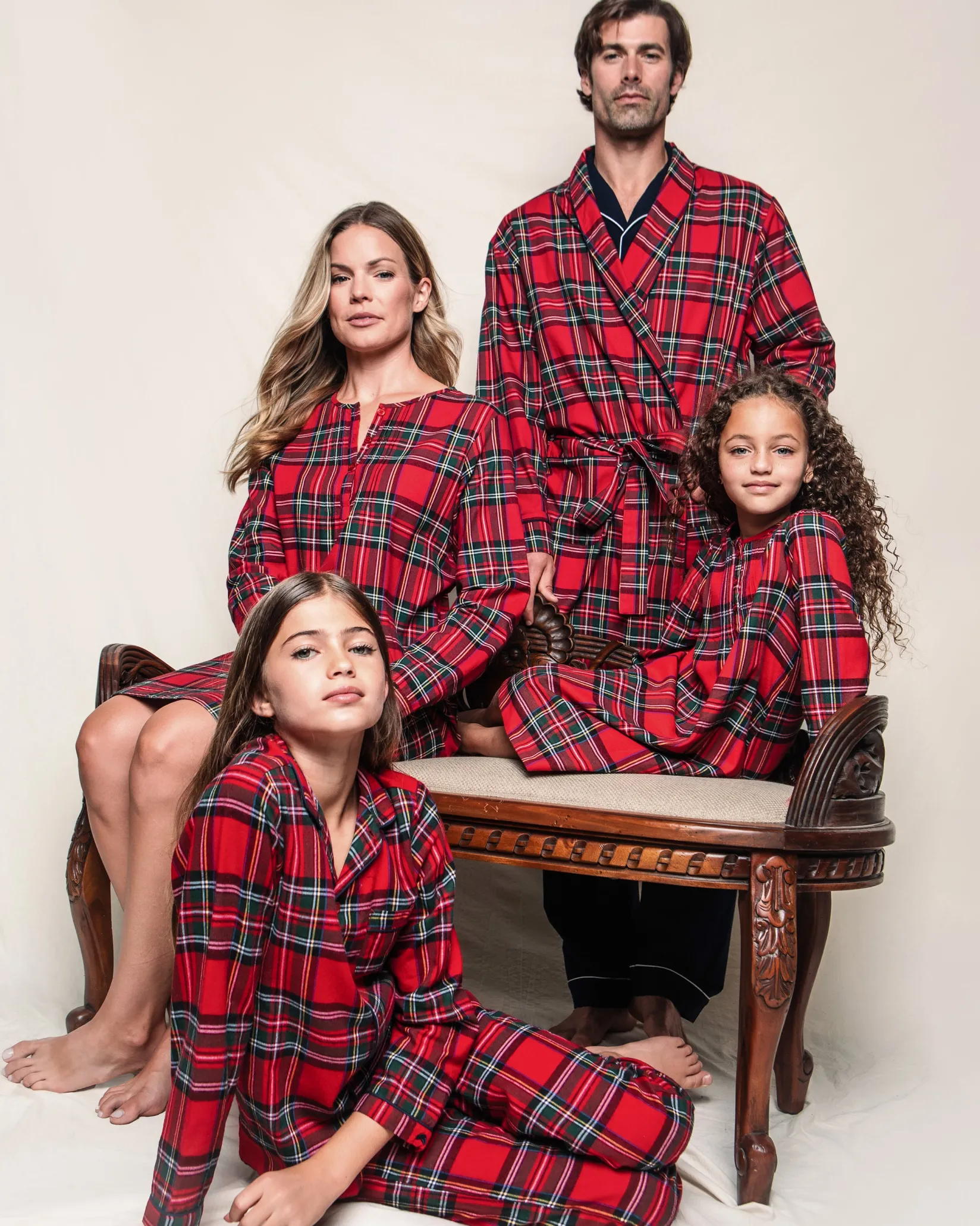 Kids Petite Plume Kid's Brushed Cotton Pajama Set in Imperial Tartan