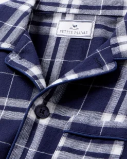 Kids Petite Plume Kid's Brushed Cotton Pajama Set in Oxford Tartan