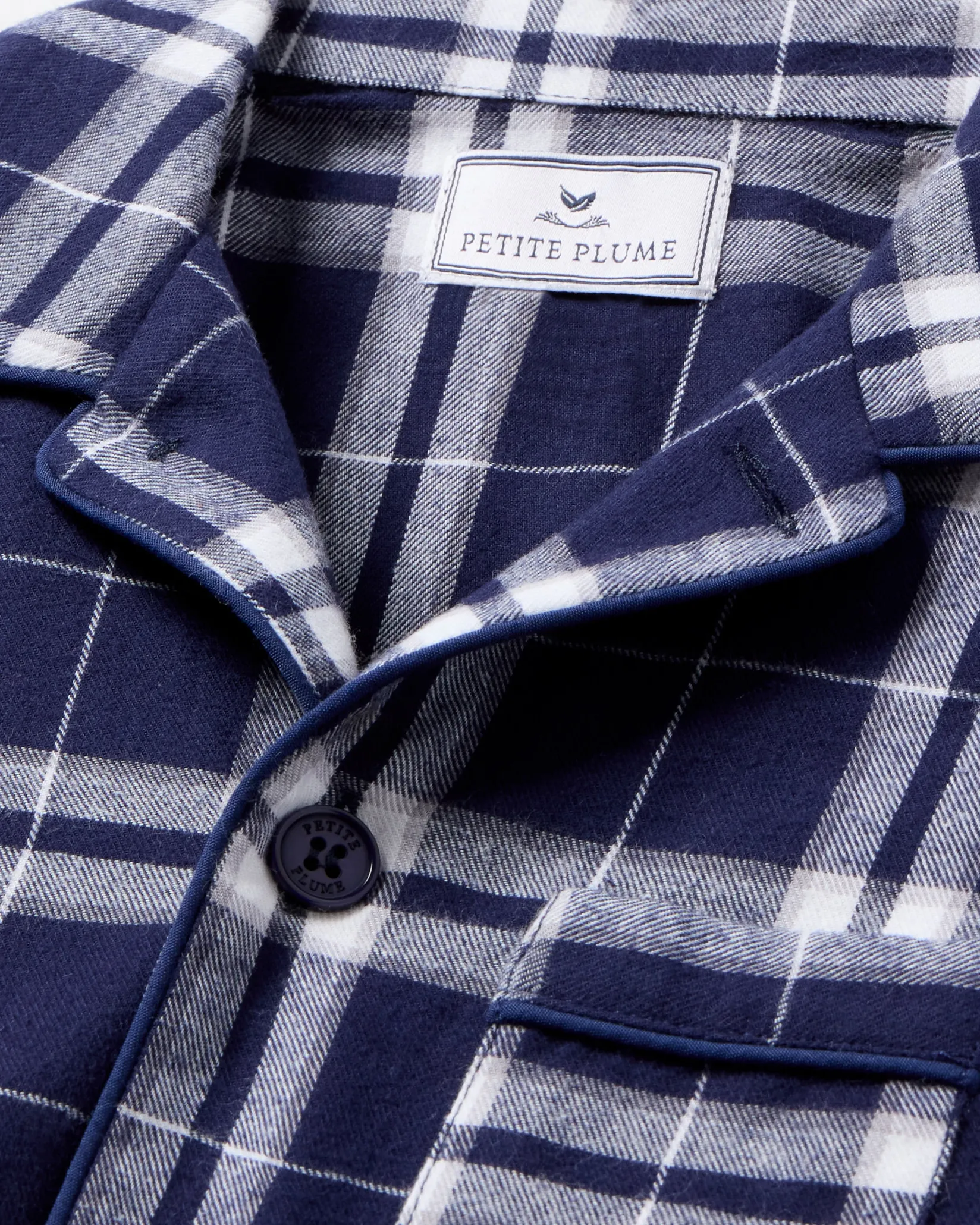Kids Petite Plume Kid's Brushed Cotton Pajama Set in Oxford Tartan