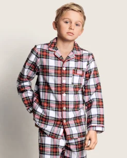 Kids Petite Plume Kid's Brushed Cotton Pajama Set in Balmoral Tartan