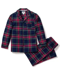 Kids Petite Plume Kid's Brushed Cotton Pajama Set in Windsor Tartan