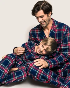 Kids Petite Plume Kid's Brushed Cotton Pajama Set in Windsor Tartan
