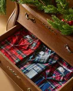 Kids Petite Plume Kid's Brushed Cotton Pajama Set in Windsor Tartan