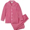 Kids Petite Plume Kid's Flannel Pajama Set in Red Mini Gingham